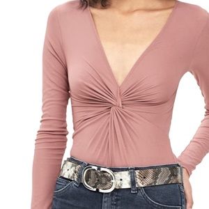 Top shop blush pink long sleeved bodysuit can be dressed up or down!